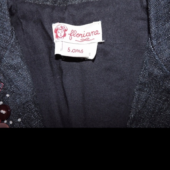 Floriane Dark Denim Jean Jacket Beaded Small - Picture 4 of 5